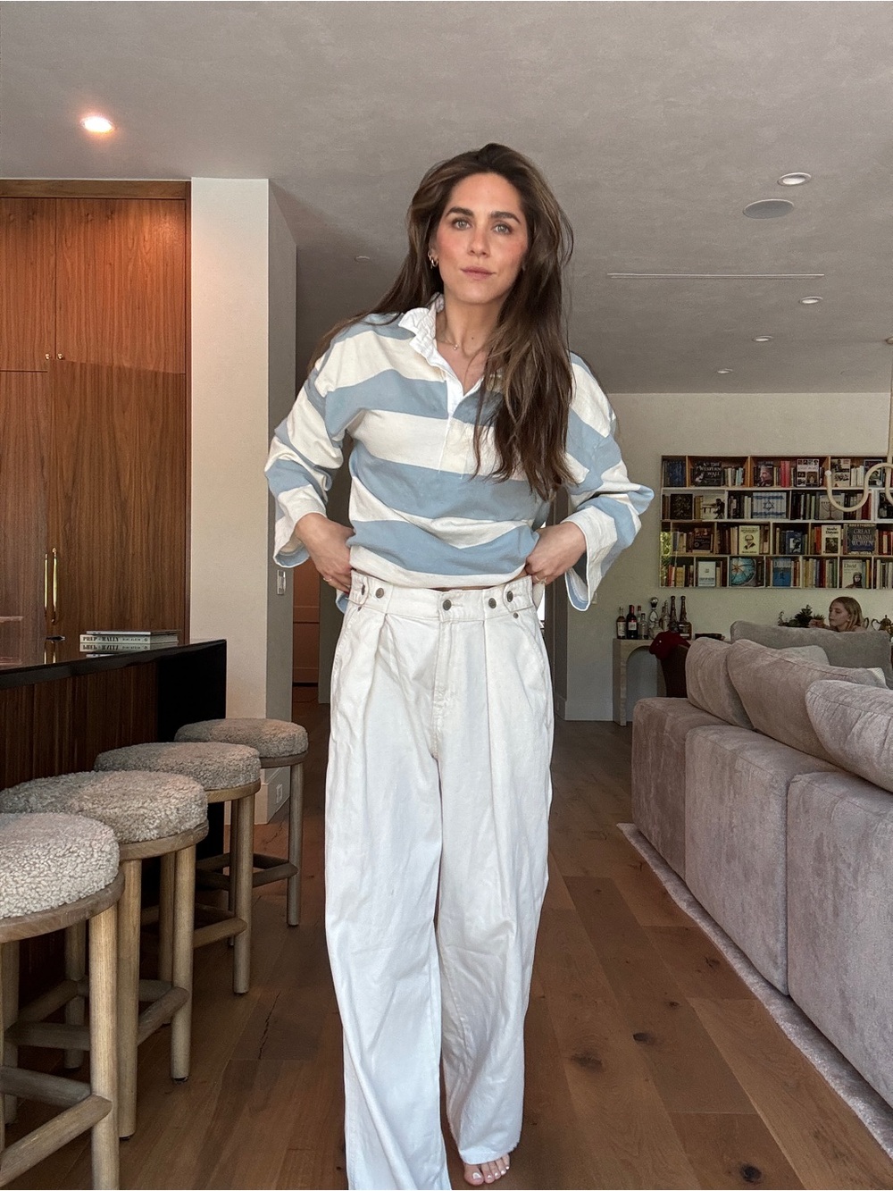 Target White High-Waist Wide-Leg Trousers